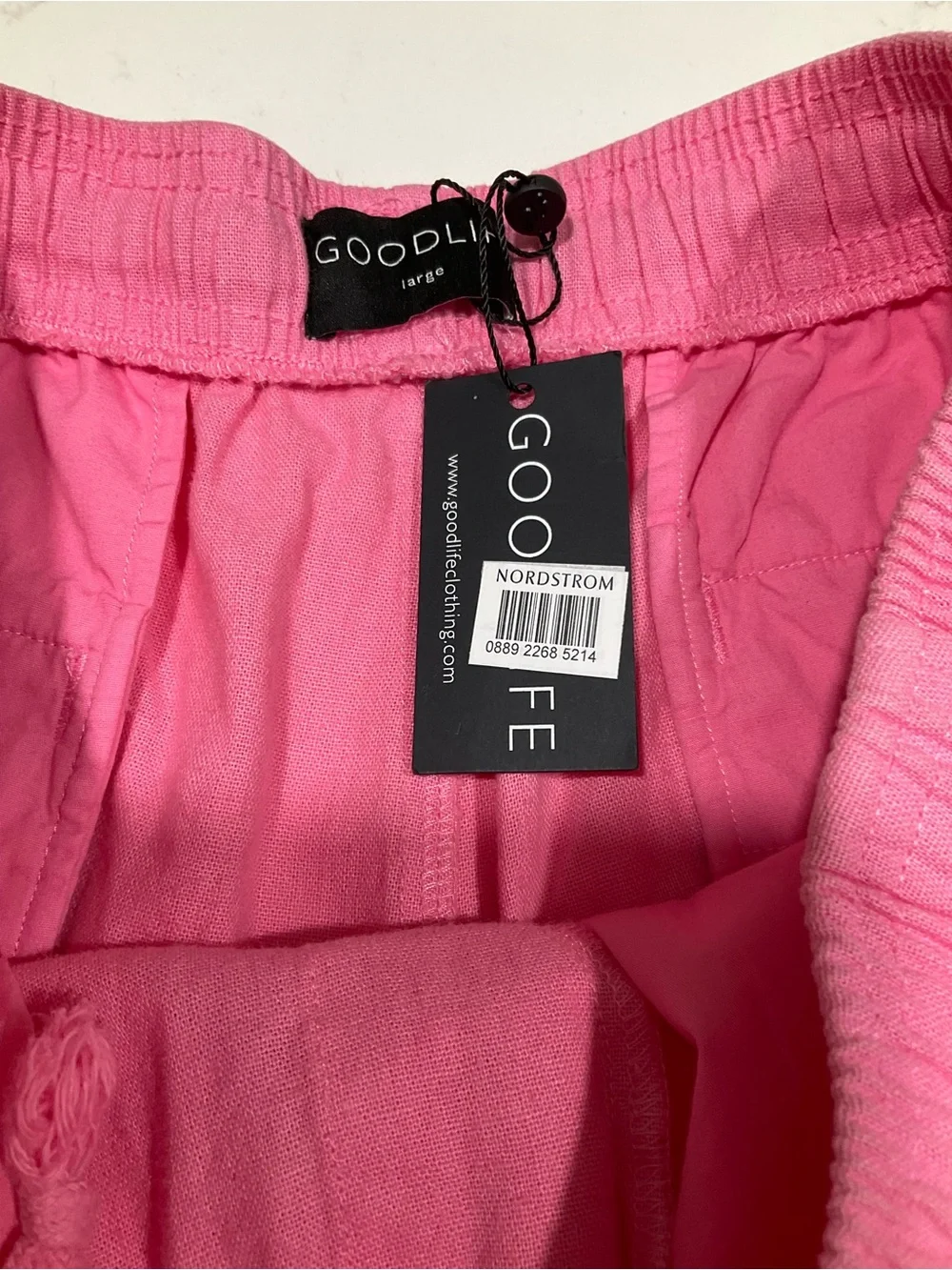 Goodlife Linen Blend Drawstring Shorts Pink Men’s Large NWT Resort Coastal